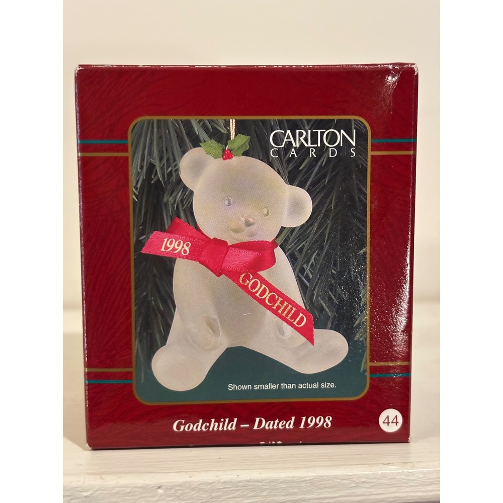Carlton Cards Heirloom Collection Godchild Teddy Bear Ornament‎ CXOR-038Y Amber